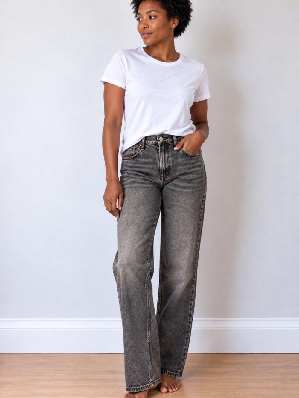 Everlane ’90s Cheeky Jean High Rise Straight Leg Washed Black 26